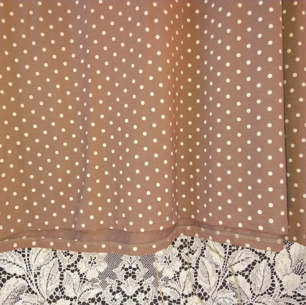 Chris Tan brown with tan beige polka dots dress sleeveless lightweight loose fit - Picture 6 of 9